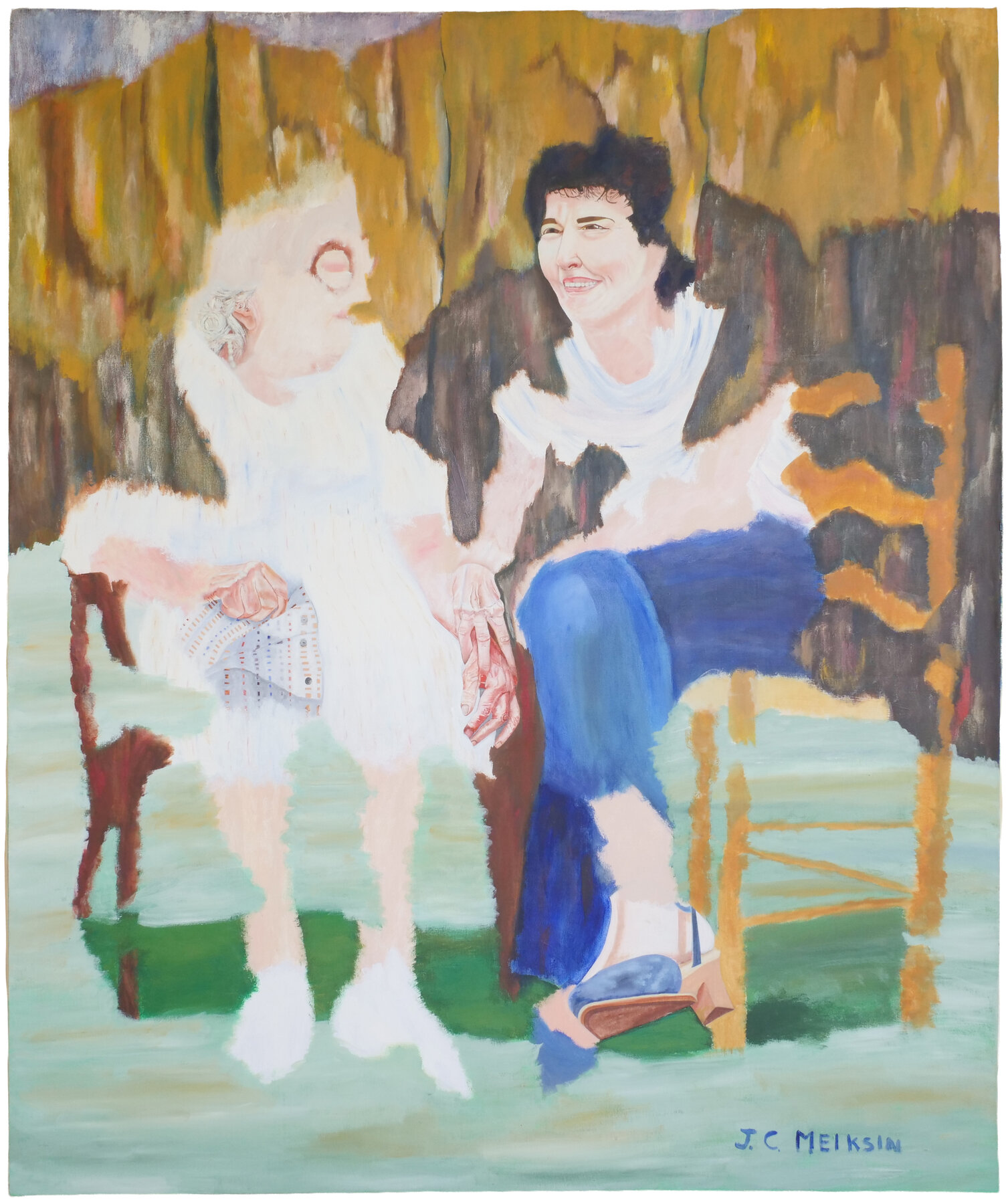 Figurative painting by Jeannine Meiksin; title and date pending.