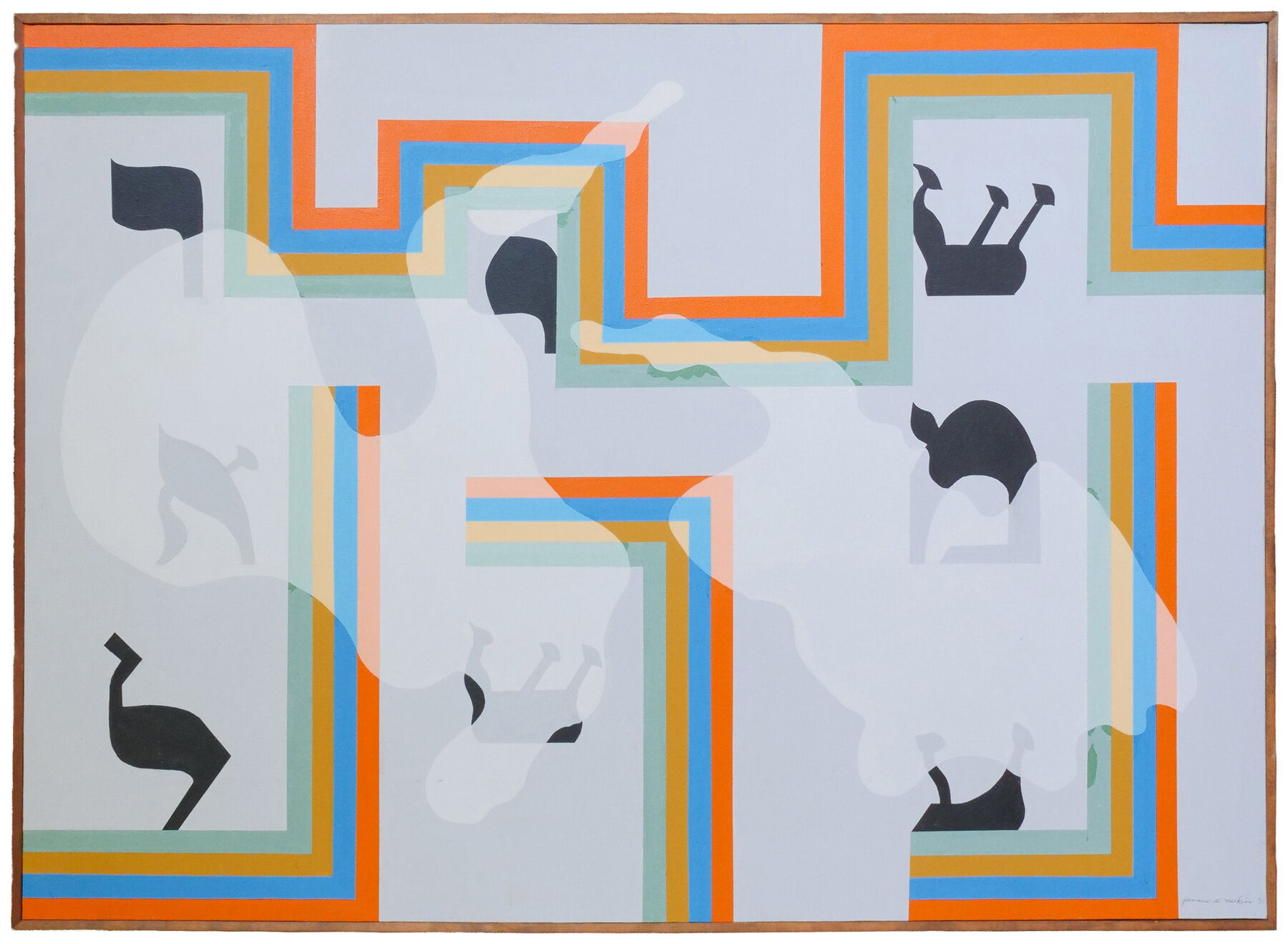 Geometric painting by Jeannine Meiksin; title and date pending.